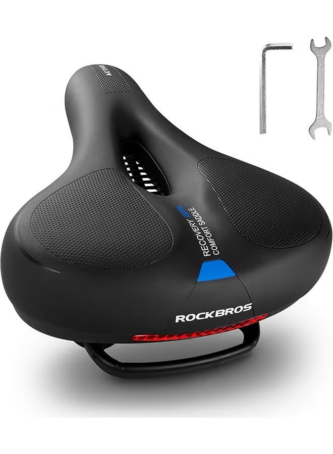 روكبروز مقعد دراجة ROCKBROS مريح، سرج دراجة، ملحقات دراجات جبلية للرجال والنساء، وسادة مقعد دراجة عريضة ناعمة، ممتصة للصدمات المزدوجة مع شريط عاكس - Image 1